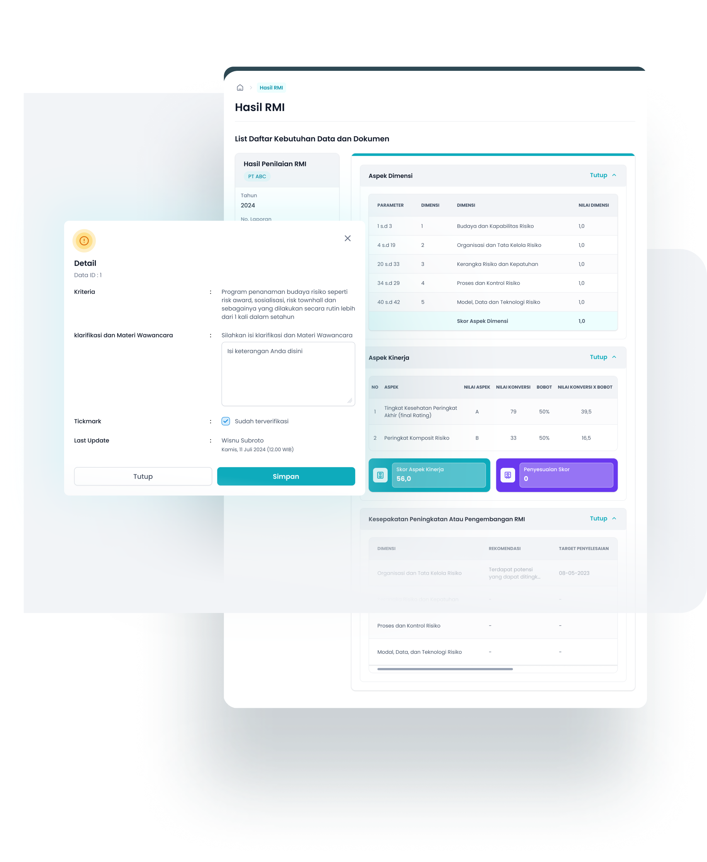Risk Maturity Assessment Dashboard UI